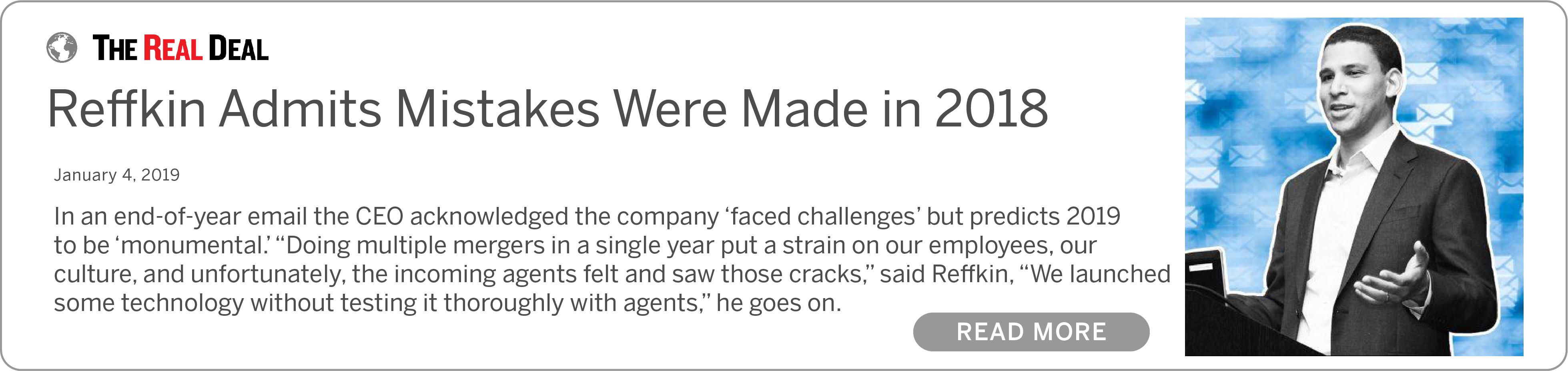 Reffkin Admits Mistakes Were Made in 2018